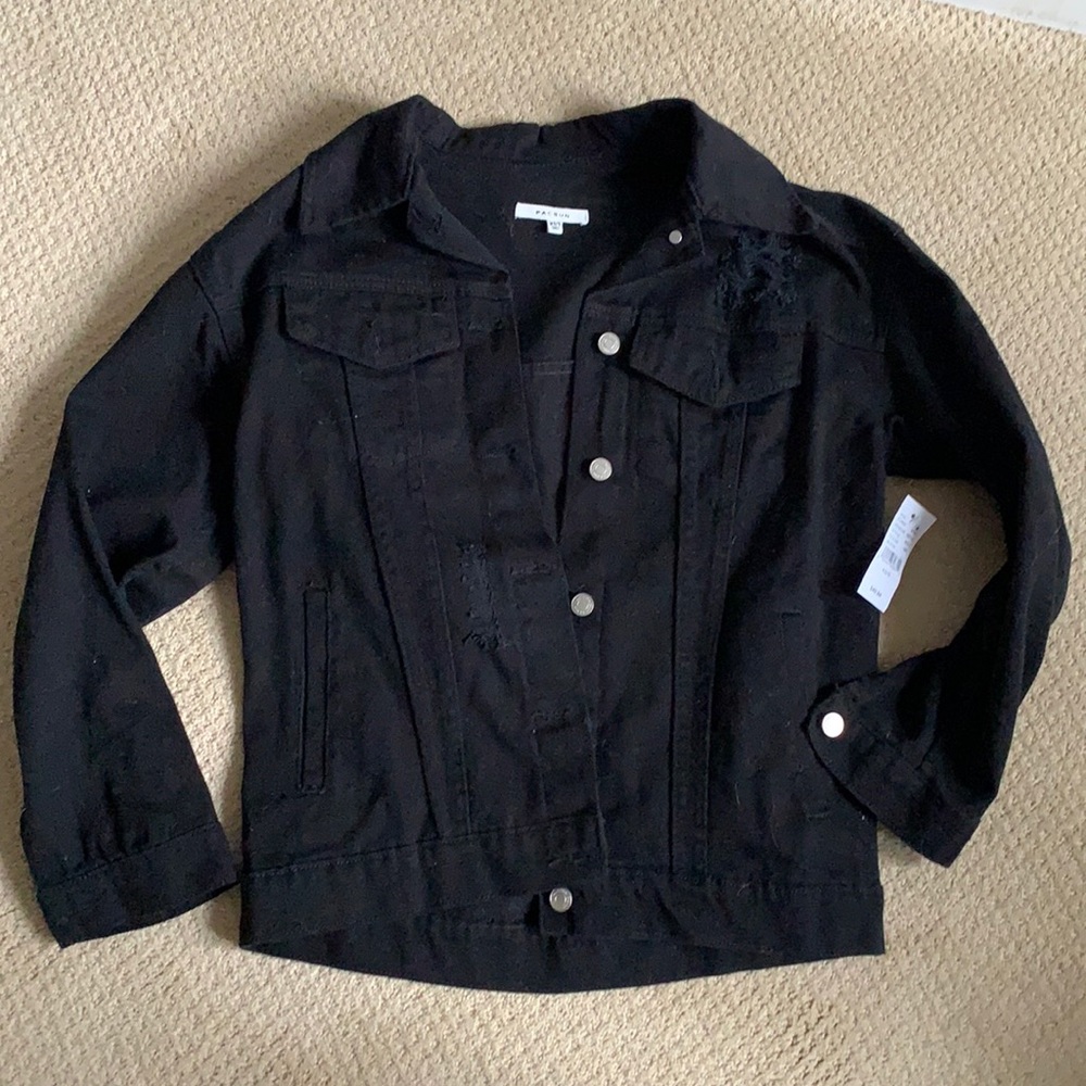 Distressed Black Denim PACSUN Jacket